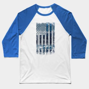 Vintage Blue American Flag Baseball T-Shirt